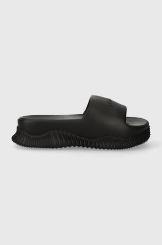 Παντόφλες Calvin Klein TEXTURE HYBRID SLIDE χρώμα: μαύρο, HW0HW01850