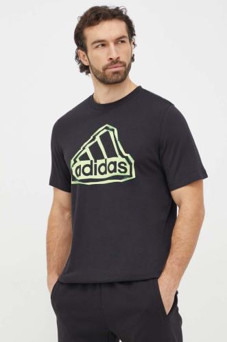 Βαμβακερό μπλουζάκι adidas ανδρικά, χρώμα: μαύρο