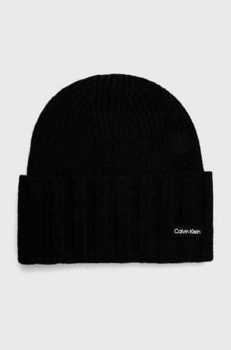Μάλλινο σκουφί Calvin Klein χρώμα: μαύρο