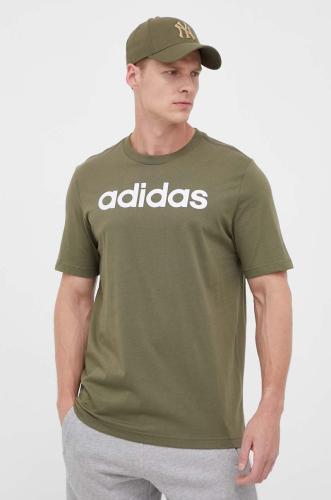 Βαμβακερό μπλουζάκι adidas χρώμα: πράσινο