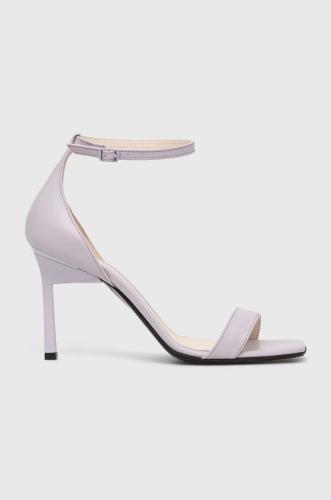 Δερμάτινα σανδάλια Calvin Klein GEO STILETTO SANDAL χρώμα: μοβ, HW0HW01610 F3HW0HW01610