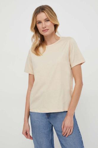 Βαμβακερό μπλουζάκι Calvin Klein γυναικεία, χρώμα: μπεζ