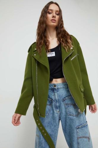 Μάλλινο μπουφάν Moschino Jeans χρώμα: πράσινο