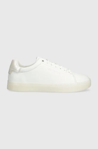 Δερμάτινα αθλητικά παπούτσια Calvin Klein CUPSOLE LACE UP PEARL χρώμα: άσπρο, HW0HW01897