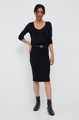 Μάλλινη φούστα Calvin Klein χρώμα: μαύρο,