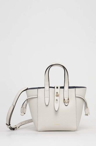 δερμάτινη τσάντα Furla net χρώμα: άσπρο