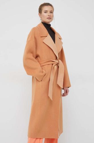 Μάλλινο παλτό Calvin Klein χρώμα: πορτοκαλί