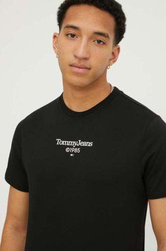 Βαμβακερό μπλουζάκι Tommy Jeans ανδρικά, χρώμα: μαύρο