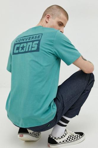 Βαμβακερό μπλουζάκι Converse χρώμα: τιρκουάζ