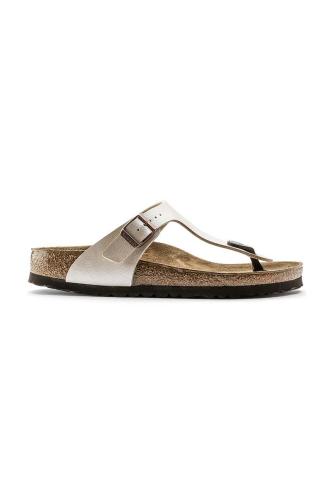 Δερμάτινες σαγιονάρες Birkenstock Gizeh γυναικείες, χρώμα: μπεζ