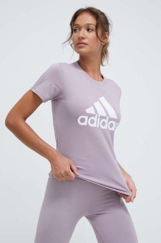 Βαμβακερό μπλουζάκι adidas γυναικεία, χρώμα: ροζ