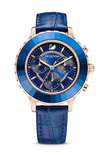 Ρολόι Swarovski γυναικείo, χρώμα: ναυτικό μπλε