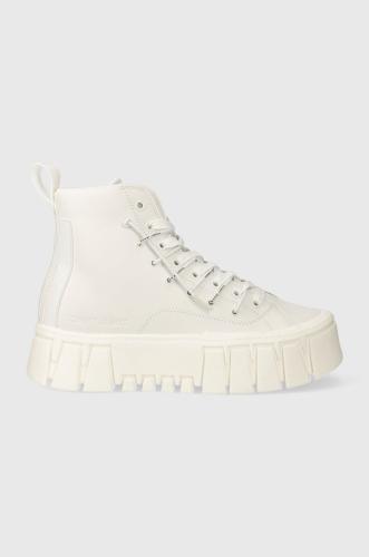 Δερμάτινα ελαφριά παπούτσια Tommy Jeans TJW PLATFORM MC χρώμα: άσπρο, EN0EN02498