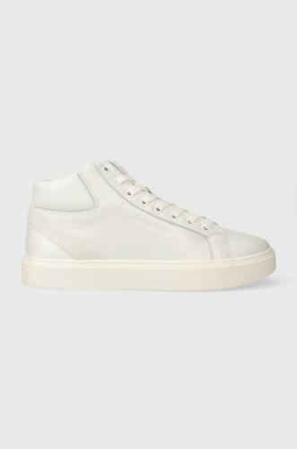 Δερμάτινα αθλητικά παπούτσια Calvin Klein HIGH TOP LACE UP ARCHIVE STRIPE χρώμα: άσπρο, HM0HM01291
