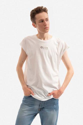 Βαμβακερό μπλουζάκι Alpha Industries χρώμα: άσπρο