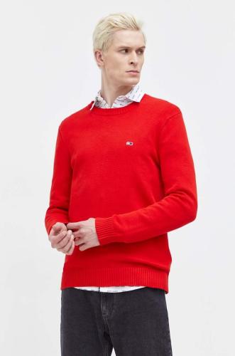 Βαμβακερό πουλόβερ Tommy Jeans χρώμα: κόκκινο
