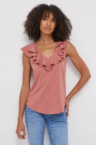 Βαμβακερό μπλουζάκι Lauren Ralph Lauren γυναικεία, χρώμα: ροζ