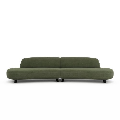 Εξαθέσιος καναπές με μπουκλέ ταπετσαρία με μελανζέ όψη Μ112xΠ351xΥ75cm