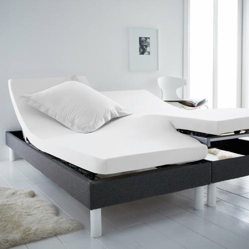 Μονόχρωμο βαμβακερό σεντόνι με λάστιχο για διαιρούμενα κρεβάτια 140x190 cm