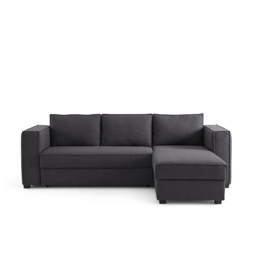 Γωνιακός καναπές-κρεβάτι με ανάγλυφη ταπετσαρία Μ90xΠ251xΥ83cm