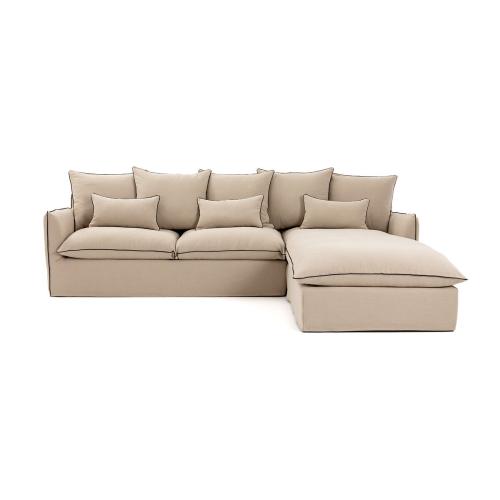 Πτυσσόμενος γωνιακός καναπές από χοντρό λινό ύφασμα με τεχνολογία Bultex Μ190xΠ294xΥ90cm