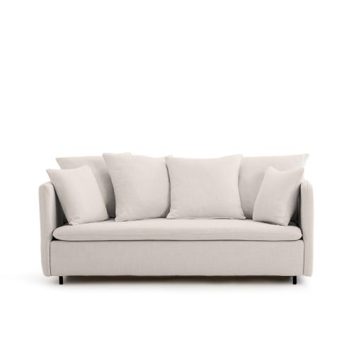 Τριθέσιος πτυσσόμενος καναπές-κρεβάτι από λινό και βαμβάκι Μ105xΠ183xΥ85cm