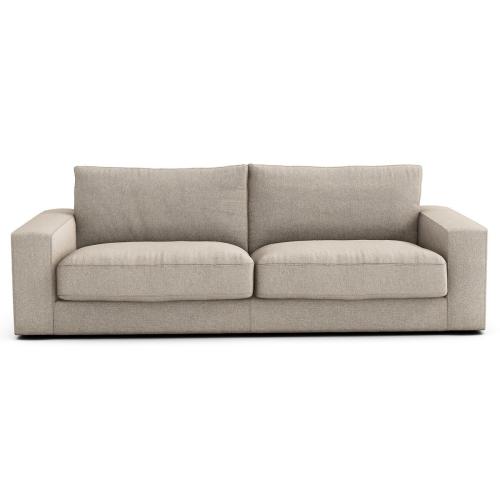 Καναπές-κρεβάτι με ανάγλυφη ταπετσαρία από βισκόζη/λινό Μ105xΠ217xΥ78cm