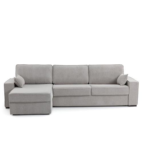 Γωνιακός καναπές-κρεβάτι με ανάγλυφη ταπετσαρία και στρώμα Bultex Μ160xΠ285xΥ85cm