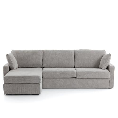 Γωνιακός καναπές-κρεβάτι με ανάγλυφη ταπετσαρία και στρώμα latex Μ160xΠ265xΥ85cm