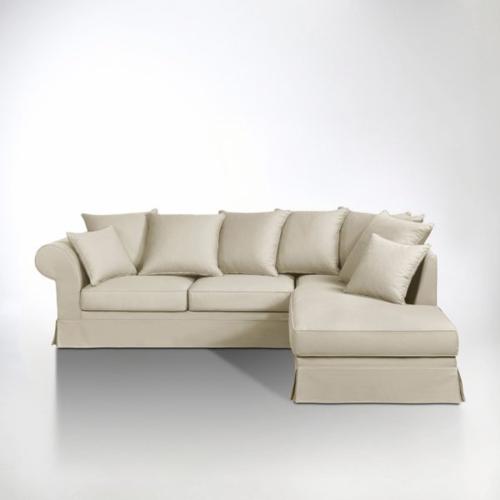 Γωνιακός καναπές-κρεβάτι από βαμβάκι Μ207xΠ252xΥ88cm
