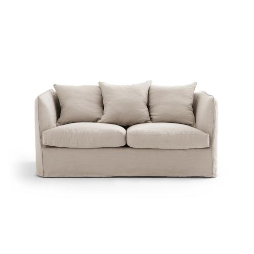 Διθέσιος καναπές από γκοφρέ λινό Μ95xΠ162xΥ82cm