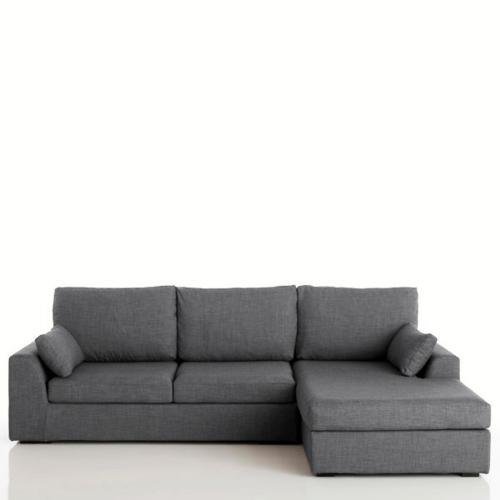 Γωνιακός καναπές με μελανζέ ανάγλυφη ταπετσαρία Μ171xΠ267xΥ85cm