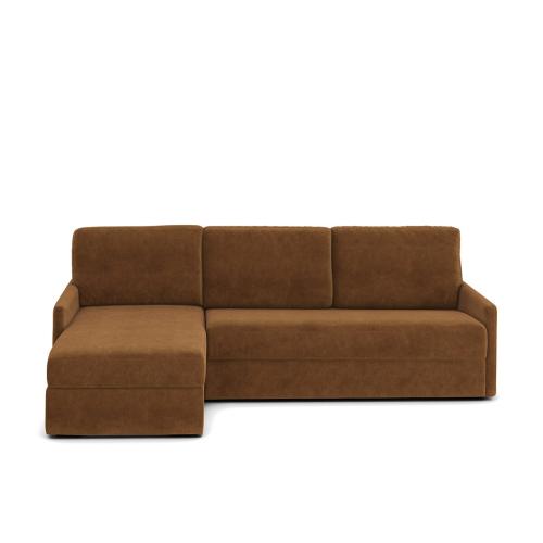 Γωνιακός καναπές-κρεβάτι από βελούδο με στρώμα τεχνολογίας Bultex