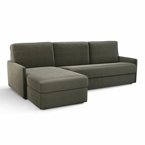 Γωνιακός καναπές-κρεβάτι από βελούδο με στρώμα τεχνολογίας Bultex Μ160xΠ256xΥ90cm
