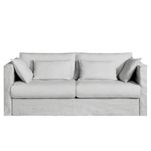 Πτυσσόμενος καναπές-κρεβάτι από γκοφρέ λινό Μ98xΠ187xΥ87cm
