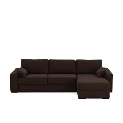 Γωνιακός καναπές-κρεβάτι από βαμβάκι λινό με στρώμα αφρού Μ98xΠ285xΥ98cm