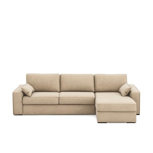 Γωνιακός καναπές-κρεβάτι από πολυέστερ με στρώμα αφρού