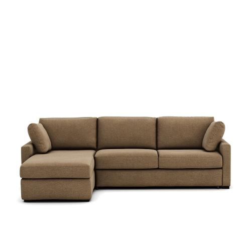 Γωνιακός καναπές-κρεβάτι με ανάγλυφη ταπετσαρία και στρώμα Bultex