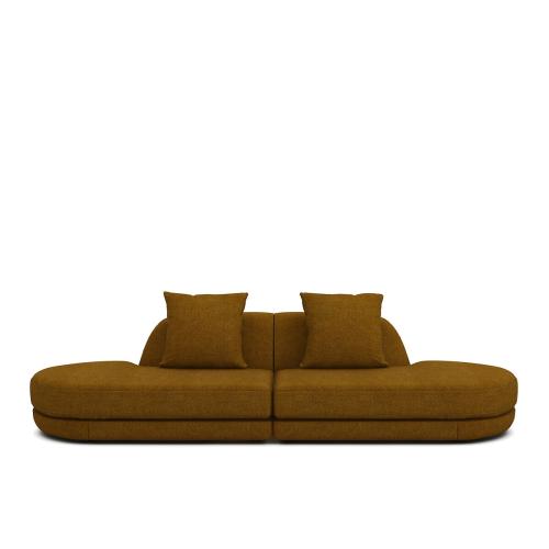 Τετραθέσιος καναπές με μελανζέ ψαθωτή ταπετσαρία