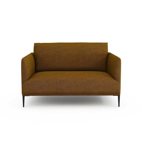 Διθέσιος καναπές με μελανζέ ταπετσαρία και ψαθωτή ύφανση Μ103xΠ145xΥ82cm