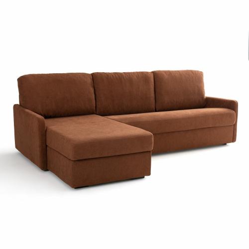Γωνιακός καναπές-κρεβάτι με ανάγλυφη ταπετσαρία και λάτεξ στρώμα Μ160xΠ256xΥ90cm
