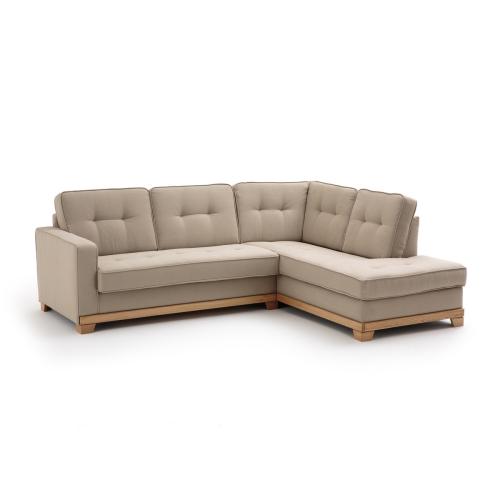 Γωνιακός καναπές-κρεβάτι από βαμβάκι λινό τεχνολογίας Bultex Μ85xΠ218xΥ81cm