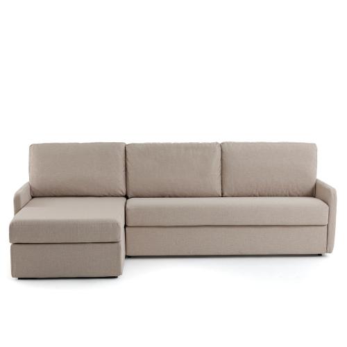 Γωνιακός καναπές-κρεβάτι με μελανζέ ταπετσαρία από πολυέστερ και στρώμα latex Μ160xΠ256xΥ90cm