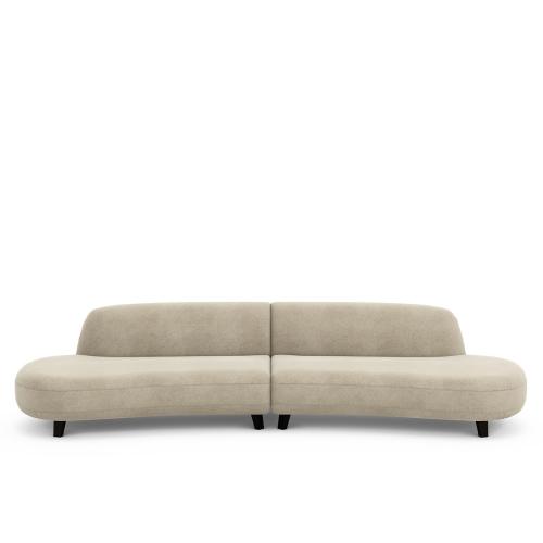 Εξαθέσιος καναπές από λινό βελούδο Μ112xΠ351xΥ75cm
