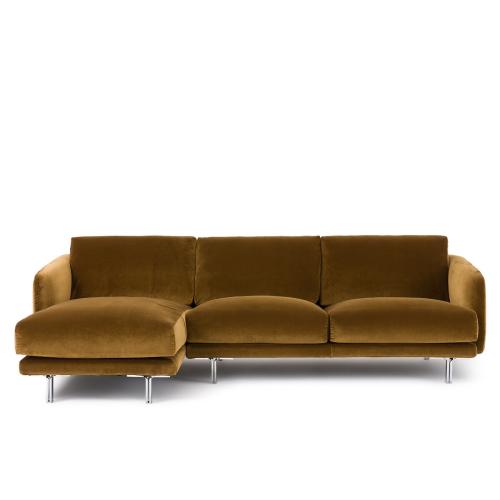 Γωνιακός καναπές από βελούδο Μ148xΠ246xΥ76cm