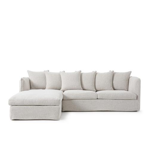 Γωνιακός καναπές-κρεβάτι με σχέδιο ύφανσης Μ95xΠ260xΥ82cm