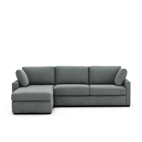 Γωνιακός καναπές-κρεβάτι με ανάγλυφη ταπετσαρία και λάτεξ στρώμα Μ160xΠ265xΥ85cm