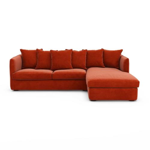 Γωνιακός πτυσσόμενος καναπές-κρεβάτι από βελούδο Μ95xΠ260xΥ82cm