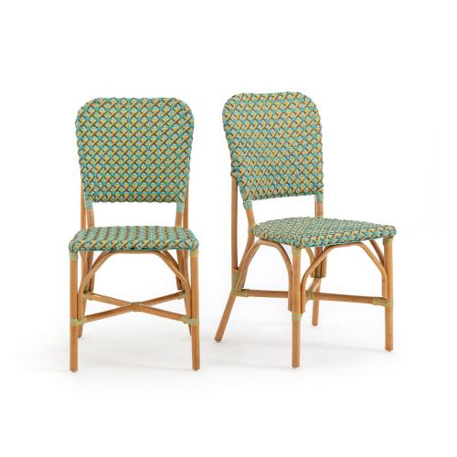 Σετ 2 καρέκλες με πλεκτό σχέδιο Μ58xΠ47xΥ91cm
