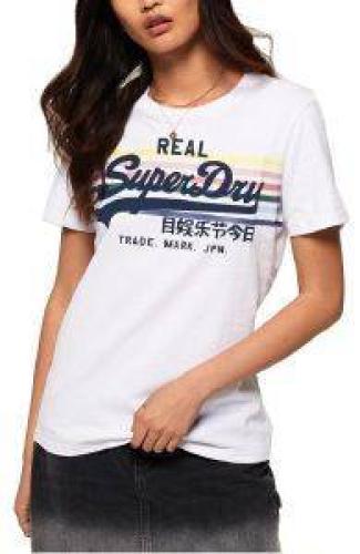 T-SHIRT SUPERDRY V L RODEO RAINBOW STRIPE W1010718A ΛΕΥΚΟ